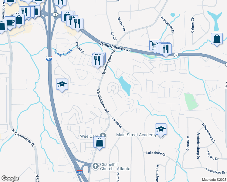 map of restaurants, bars, coffee shops, grocery stores, and more near 3204 Lakeview Place in Atlanta