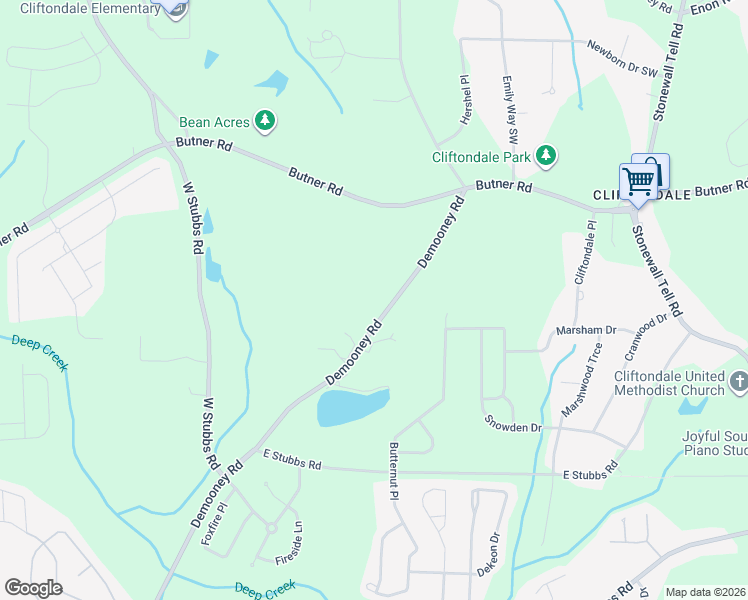 map of restaurants, bars, coffee shops, grocery stores, and more near 3975 Demooney Road in College Park