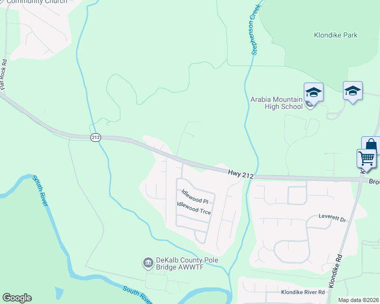 map of restaurants, bars, coffee shops, grocery stores, and more near 6165 Laurens Crossing in Stonecrest