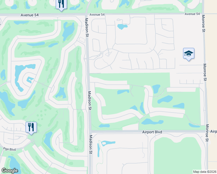 map of restaurants, bars, coffee shops, grocery stores, and more near 81140 Kingston Heath in La Quinta