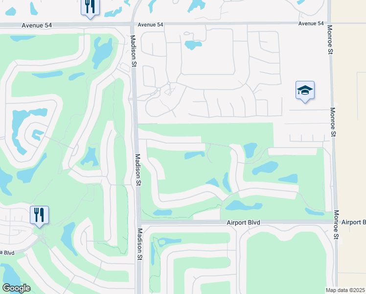 map of restaurants, bars, coffee shops, grocery stores, and more near 81265 Kingston Heath in La Quinta