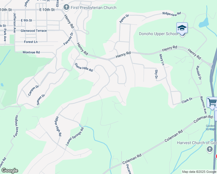 map of restaurants, bars, coffee shops, grocery stores, and more near 509 Hillyer High Road in Anniston
