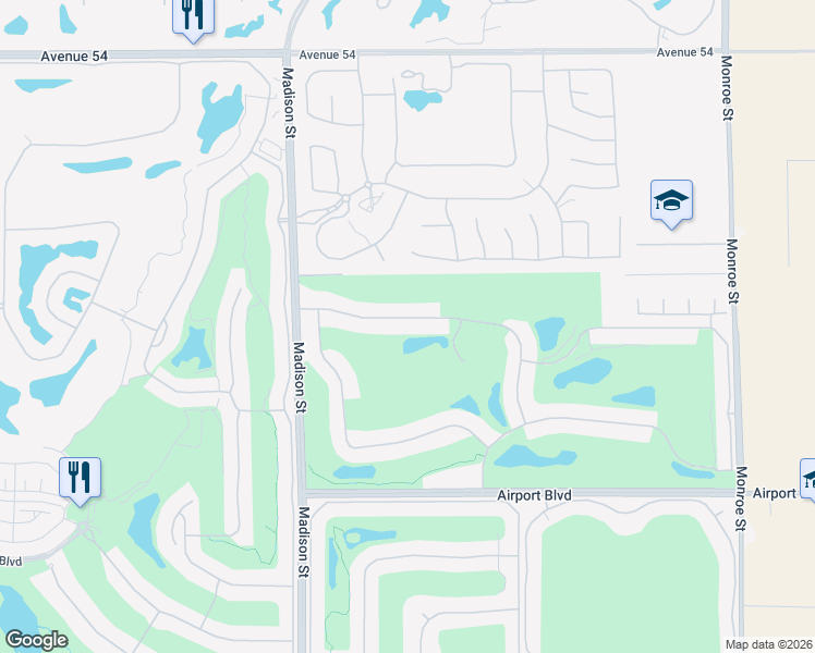 map of restaurants, bars, coffee shops, grocery stores, and more near 81285 Kingston Heath in La Quinta