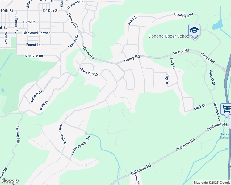 map of restaurants, bars, coffee shops, grocery stores, and more near 509 Hillyer High Road in Anniston
