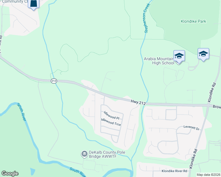 map of restaurants, bars, coffee shops, grocery stores, and more near 6165 Laurens Crossing in Stonecrest