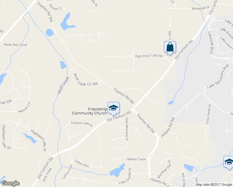 map of restaurants, bars, coffee shops, grocery stores, and more near 4685 Dunedin Drive Southwest in Atlanta