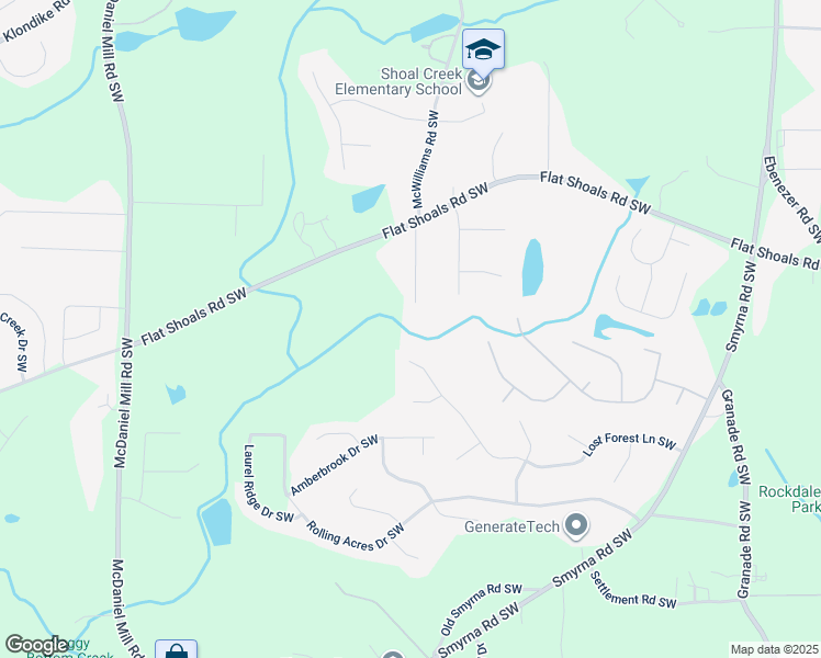 map of restaurants, bars, coffee shops, grocery stores, and more near 1519 Shoal Creek Drive Southwest in Conyers