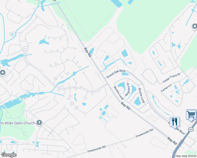 map of restaurants, bars, coffee shops, grocery stores, and more near 140 Lazy Willow Lane in Myrtle Beach
