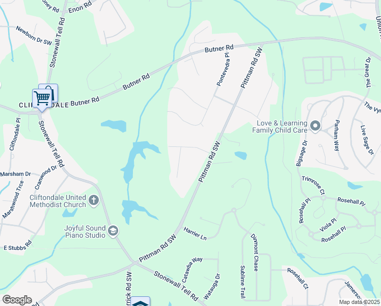 map of restaurants, bars, coffee shops, grocery stores, and more near 5950 Lynfield Drive Southwest in Atlanta