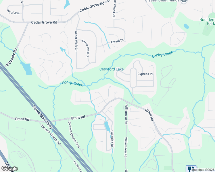 map of restaurants, bars, coffee shops, grocery stores, and more near 2630 Brookgate Crossing in Ellenwood