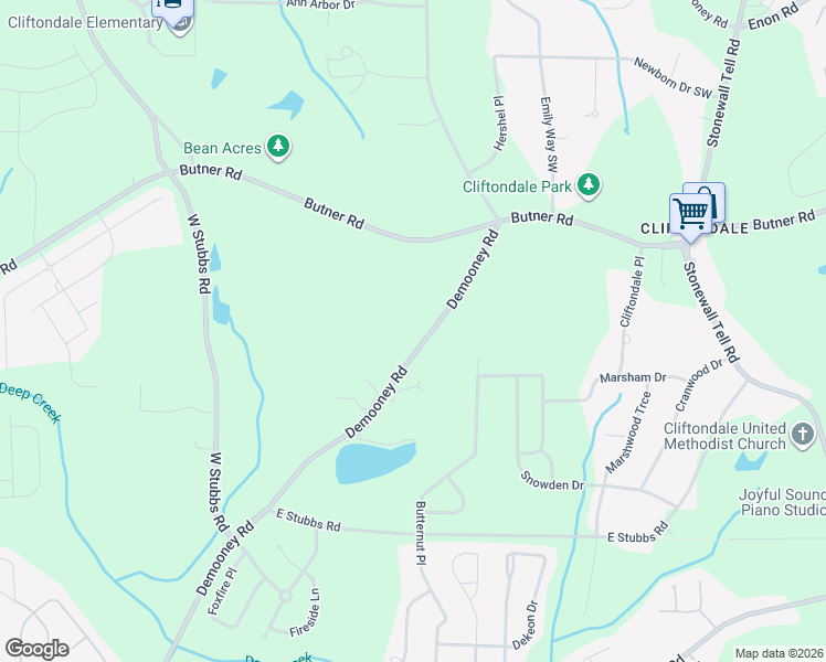 map of restaurants, bars, coffee shops, grocery stores, and more near 3975 Demooney Road in College Park