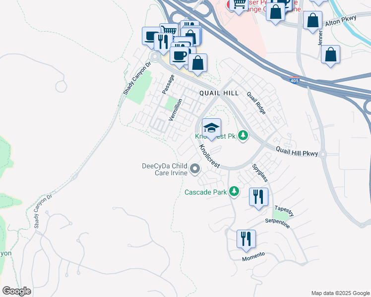 map of restaurants, bars, coffee shops, grocery stores, and more near 17 Teardrop in Irvine