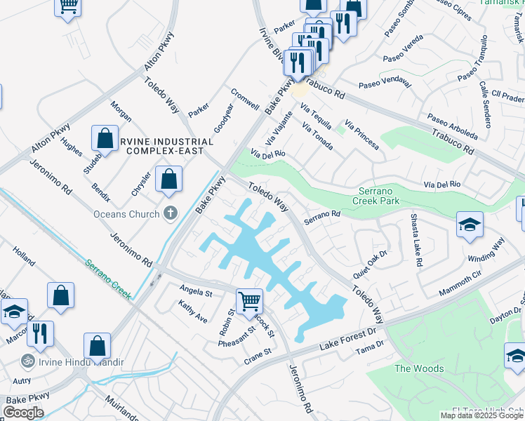 map of restaurants, bars, coffee shops, grocery stores, and more near 21662 Superior Lane in Lake Forest