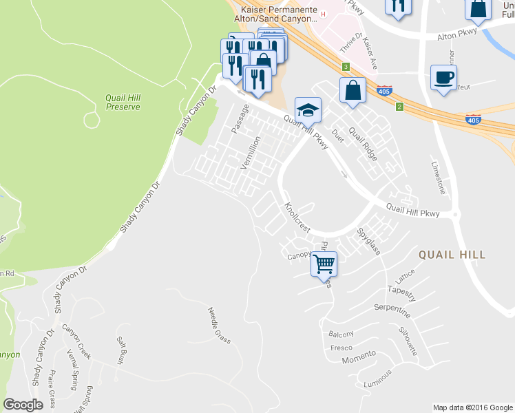 map of restaurants, bars, coffee shops, grocery stores, and more near 17 Teardrop in Irvine