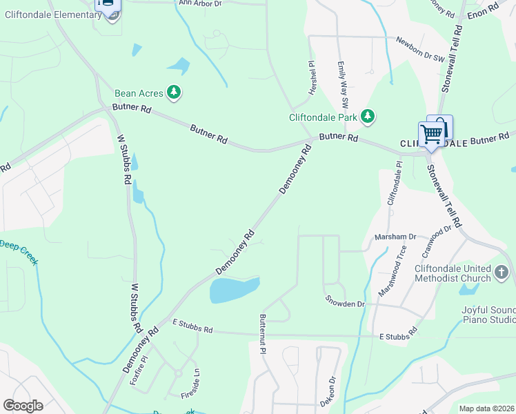 map of restaurants, bars, coffee shops, grocery stores, and more near 3975 Demooney Road in College Park