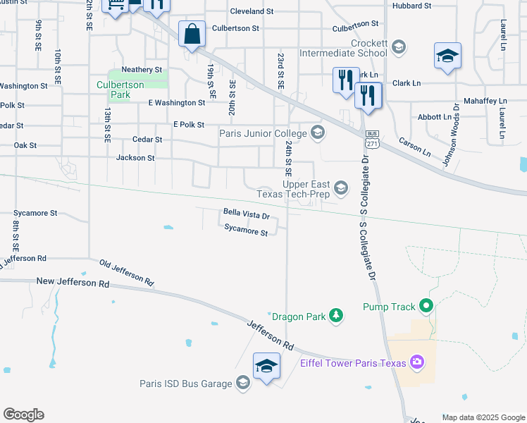 map of restaurants, bars, coffee shops, grocery stores, and more near 2235 Bella Vista Drive in Paris