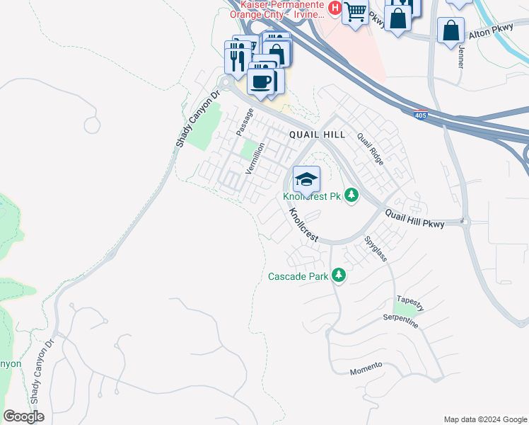 map of restaurants, bars, coffee shops, grocery stores, and more near 10 Coriander in Irvine