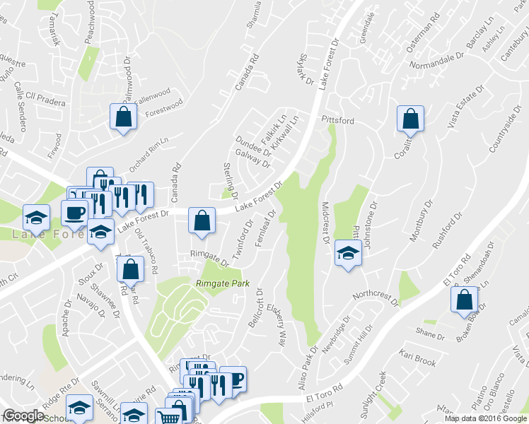 map of restaurants, bars, coffee shops, grocery stores, and more near 25901 Corby Drive in Lake Forest