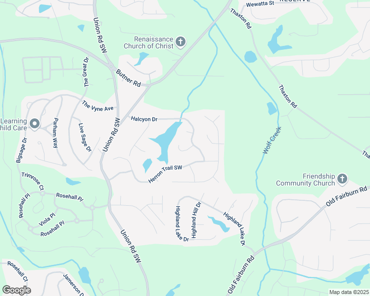map of restaurants, bars, coffee shops, grocery stores, and more near 633 Herron Court in Fairburn