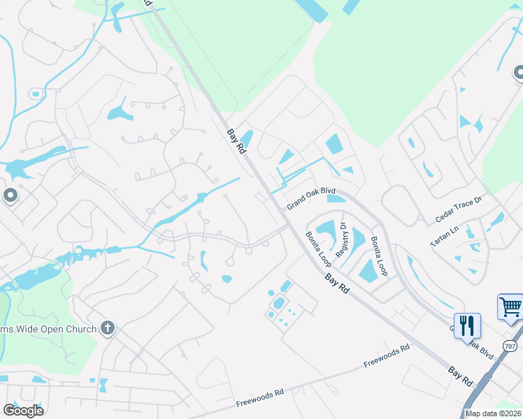 map of restaurants, bars, coffee shops, grocery stores, and more near 130 Lazy Willow Lane in Myrtle Beach