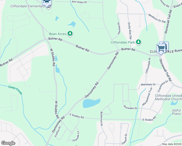 map of restaurants, bars, coffee shops, grocery stores, and more near 4025 Demooney Road in College Park
