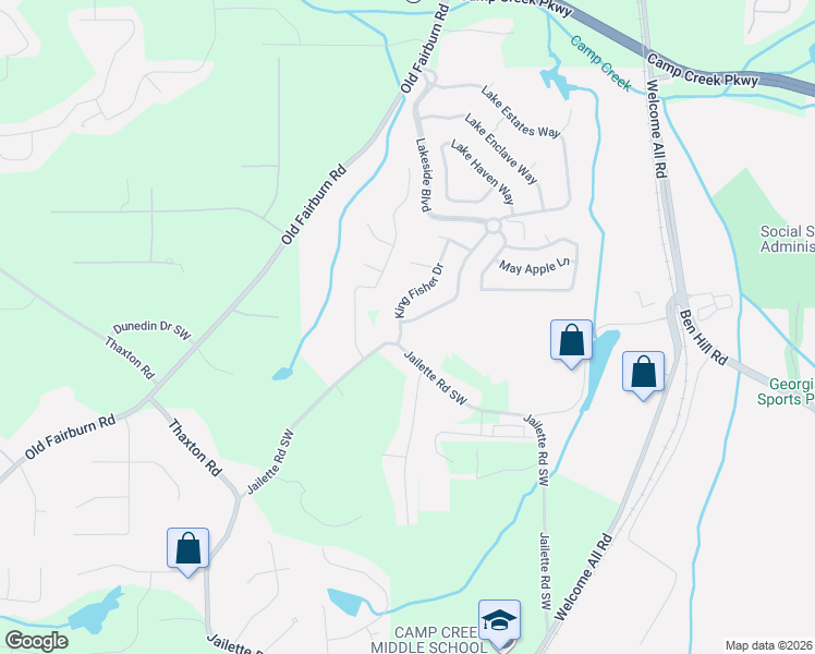 map of restaurants, bars, coffee shops, grocery stores, and more near 3901 Lake Sanctuary Way in Atlanta