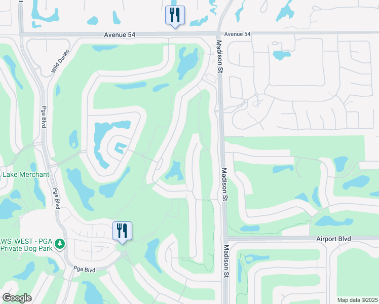 map of restaurants, bars, coffee shops, grocery stores, and more near 55199 Laurel Valley in La Quinta