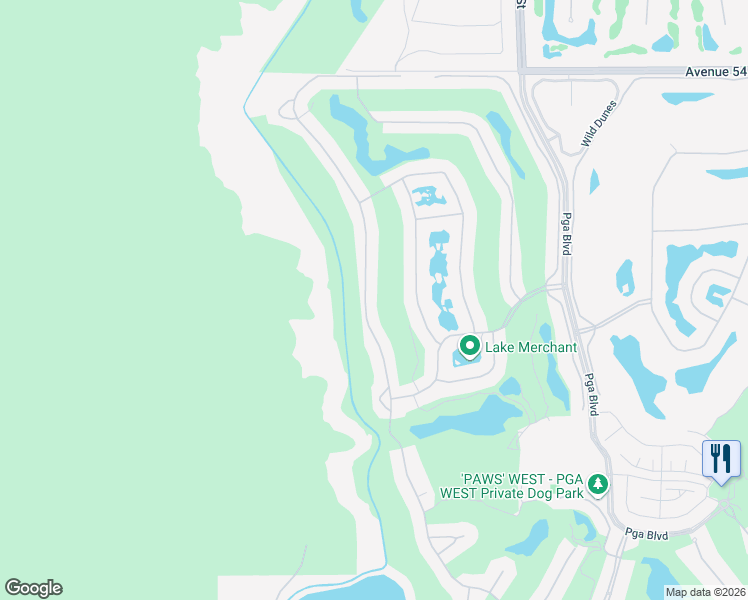 map of restaurants, bars, coffee shops, grocery stores, and more near 55450 Riviera in La Quinta