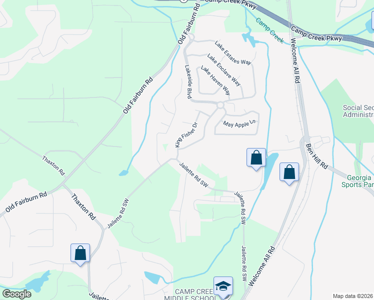 map of restaurants, bars, coffee shops, grocery stores, and more near 3899 Lake Sanctuary Way in Atlanta