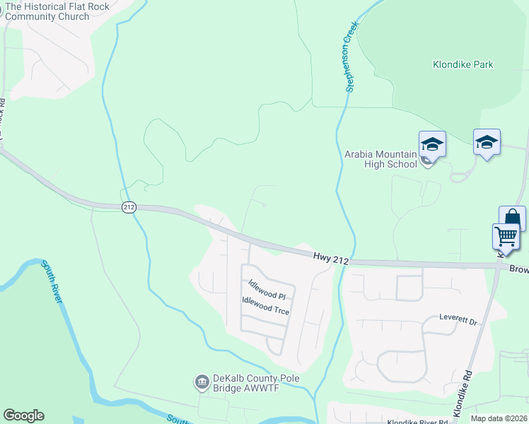 map of restaurants, bars, coffee shops, grocery stores, and more near 6165 Laurens Crossing in Stonecrest