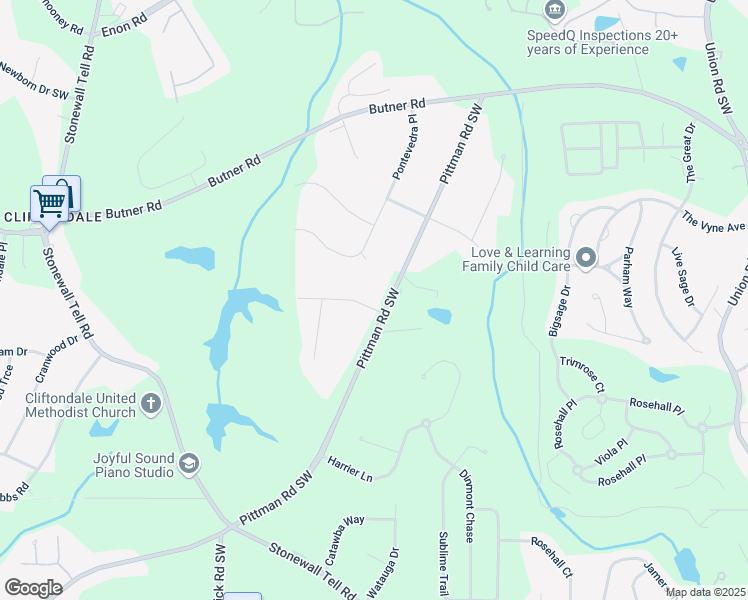 map of restaurants, bars, coffee shops, grocery stores, and more near 3945 Pittman Road Southwest in College Park