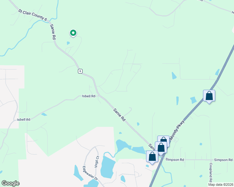map of restaurants, bars, coffee shops, grocery stores, and more near 40 Cedar Lane in Odenville