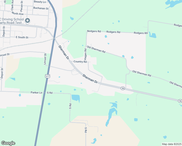 map of restaurants, bars, coffee shops, grocery stores, and more near 114 Brookshear Drive in Whitesboro
