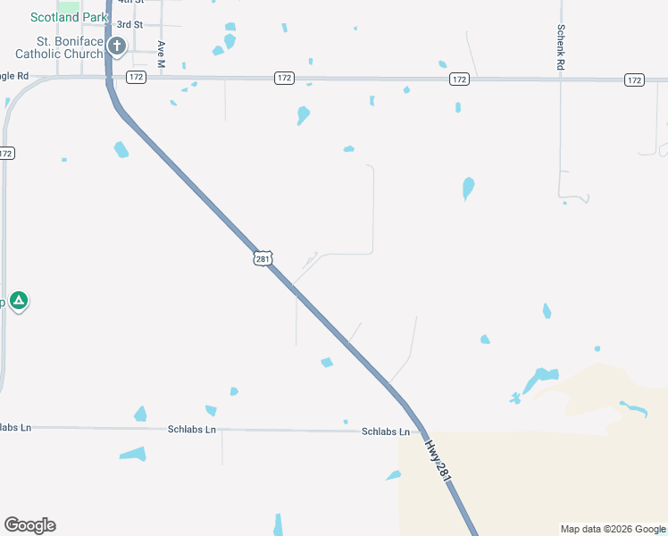 map of restaurants, bars, coffee shops, grocery stores, and more near 13313 U.S. 281 in Scotland