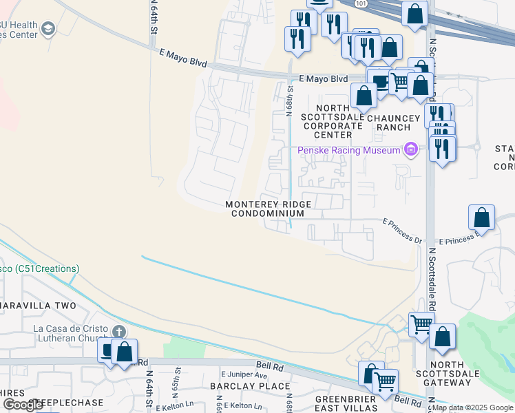 map of restaurants, bars, coffee shops, grocery stores, and more near 17850 North 68th Street in Phoenix