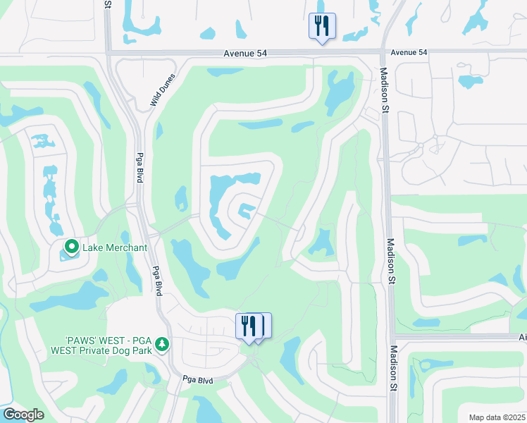 map of restaurants, bars, coffee shops, grocery stores, and more near 56186 Pebble Beach in La Quinta