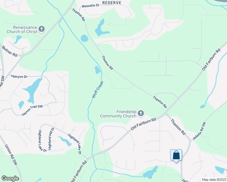 map of restaurants, bars, coffee shops, grocery stores, and more near 3895 Wolf Creek Circle Southwest in Atlanta
