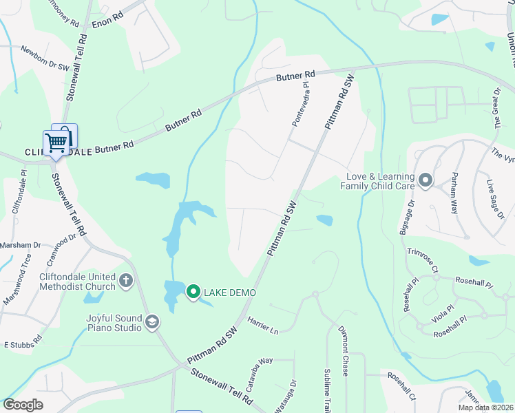 map of restaurants, bars, coffee shops, grocery stores, and more near 5940 Lynfield Drive Southwest in College Park