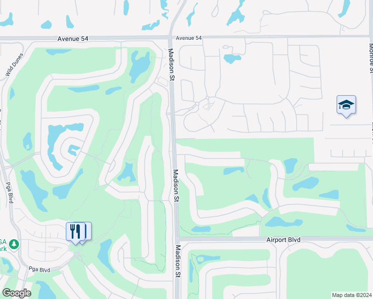 map of restaurants, bars, coffee shops, grocery stores, and more near 81040 Kingston Heath in La Quinta