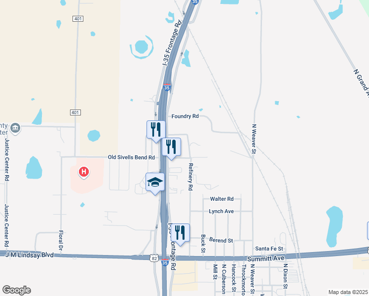 map of restaurants, bars, coffee shops, grocery stores, and more near 2008 Interstate 35 in Gainesville