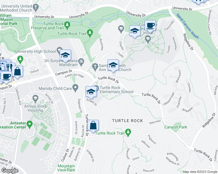 map of restaurants, bars, coffee shops, grocery stores, and more near 31 Cool Brook in Irvine