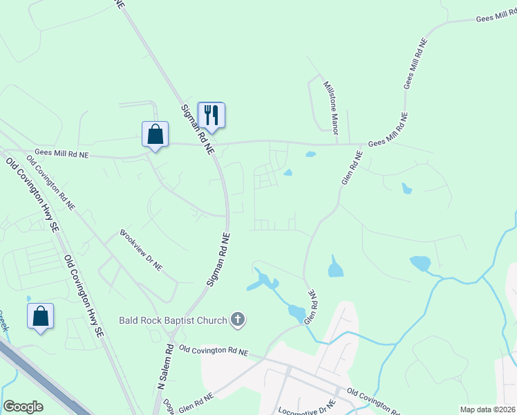 map of restaurants, bars, coffee shops, grocery stores, and more near in Conyers