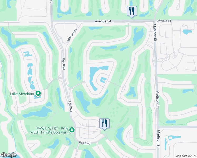 map of restaurants, bars, coffee shops, grocery stores, and more near 55705 Cherry Hills Drive in La Quinta