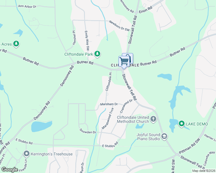 map of restaurants, bars, coffee shops, grocery stores, and more near 3920 Cliftondale Place in Atlanta