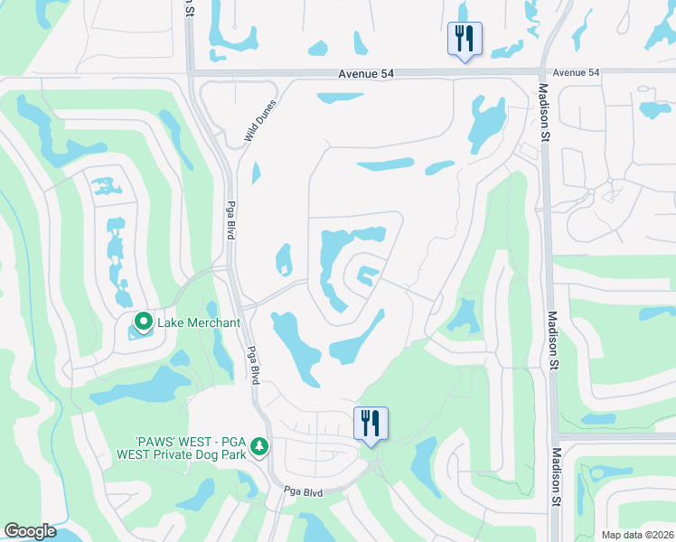 map of restaurants, bars, coffee shops, grocery stores, and more near 55525 Cherry Hills Drive in La Quinta