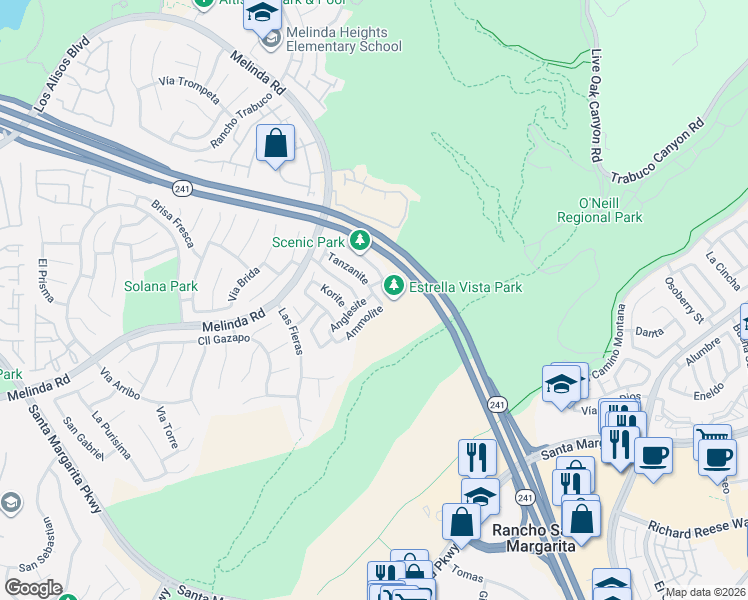 map of restaurants, bars, coffee shops, grocery stores, and more near 2 Anglesite in Rancho Santa Margarita