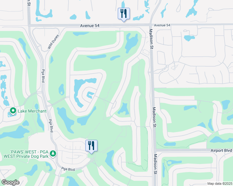 map of restaurants, bars, coffee shops, grocery stores, and more near 55161 Southern Hill in La Quinta