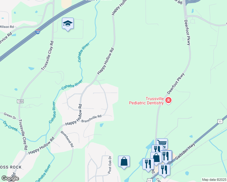 map of restaurants, bars, coffee shops, grocery stores, and more near 7038 Mann Drive in Trussville