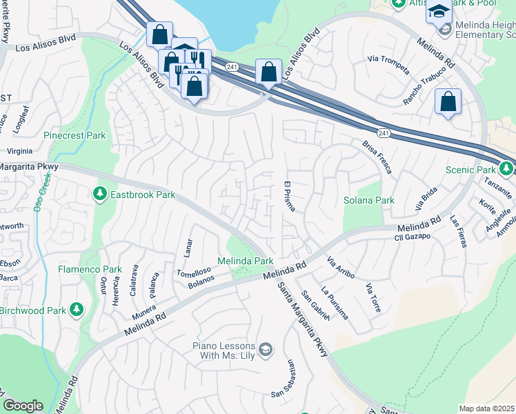 map of restaurants, bars, coffee shops, grocery stores, and more near 28911 Paseo Theresa in Mission Viejo