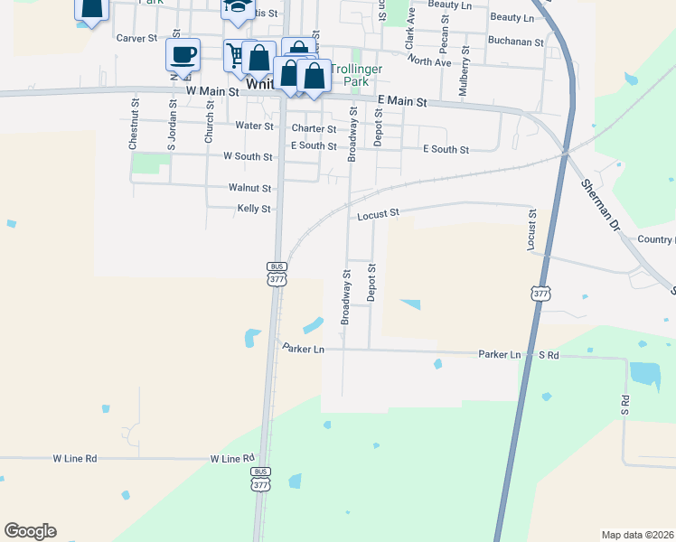 map of restaurants, bars, coffee shops, grocery stores, and more near 414 Broadway Street in Whitesboro